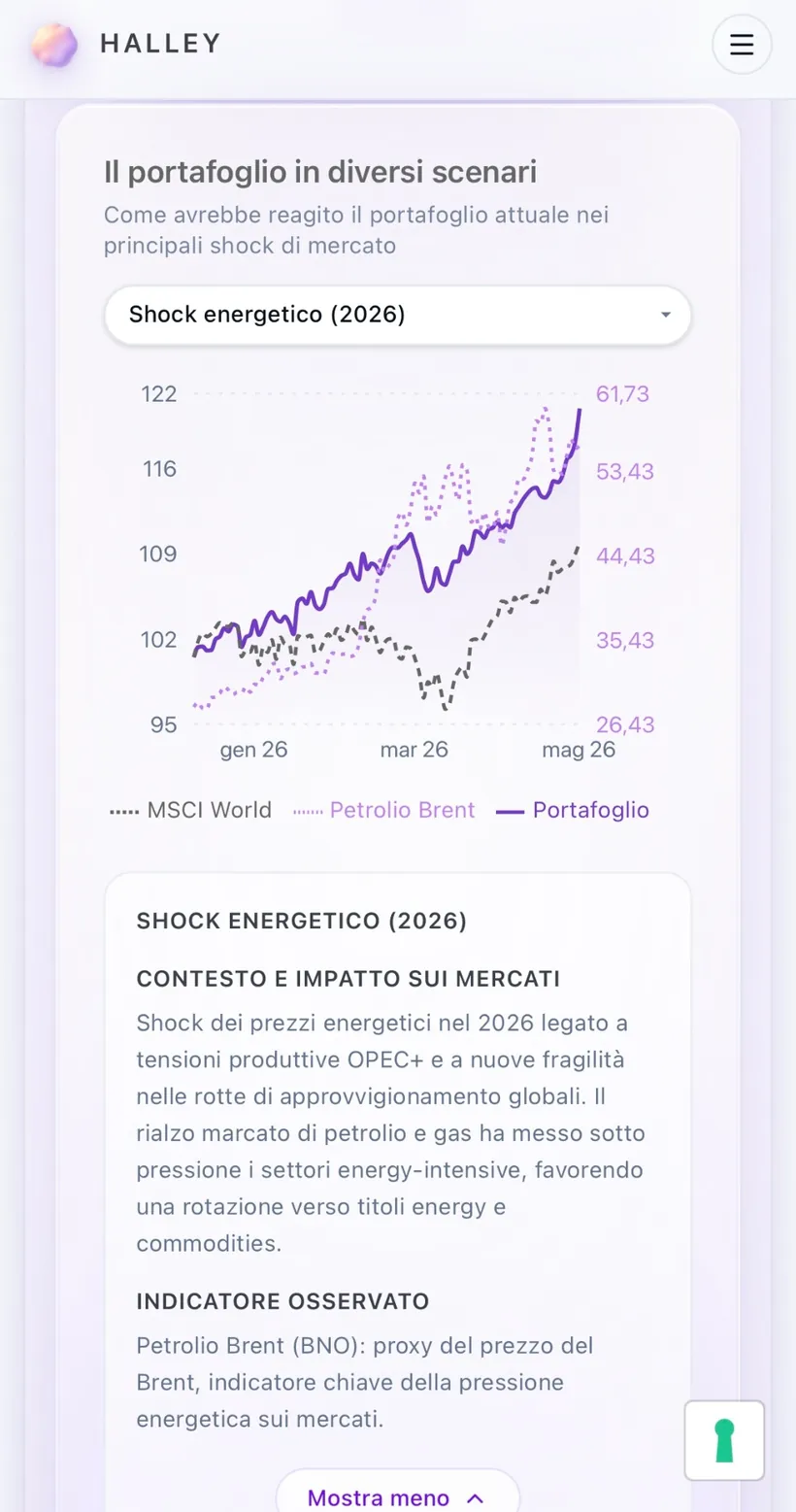 Il portafoglio in diversi scenari